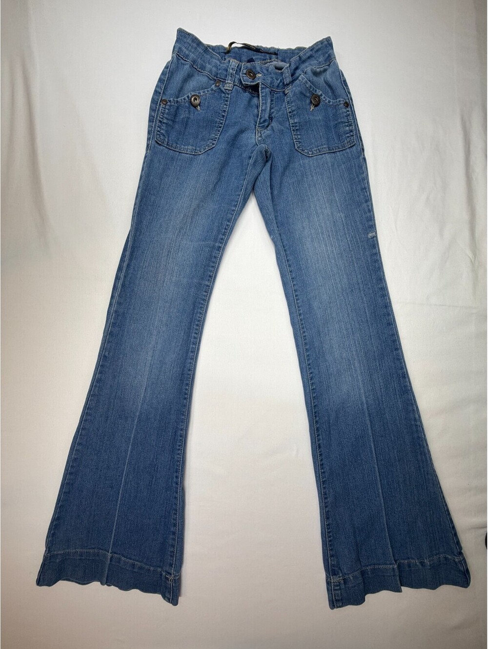 Highway Jeans Women's Jeans Flared Medium Wash Denim Low Rise Size 00 Blue
